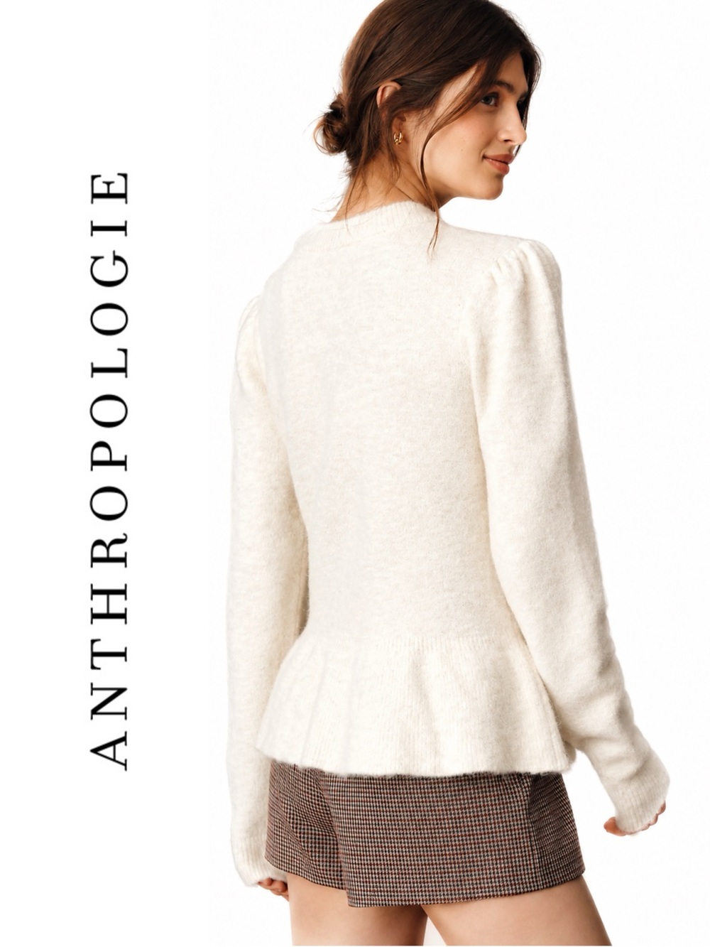 Anthropologie Textured Ruffled Waist Sweater